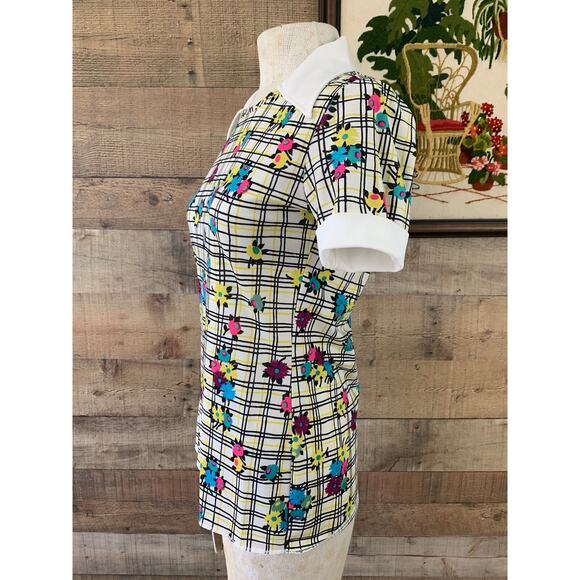 Vintage 1970’s Boho Mod Flower Power Dagger Collar Nylon PulloverTop Size Small - Picture 5 of 8